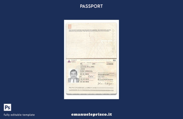 modello di passaporto Capo Verde in stile verificato
